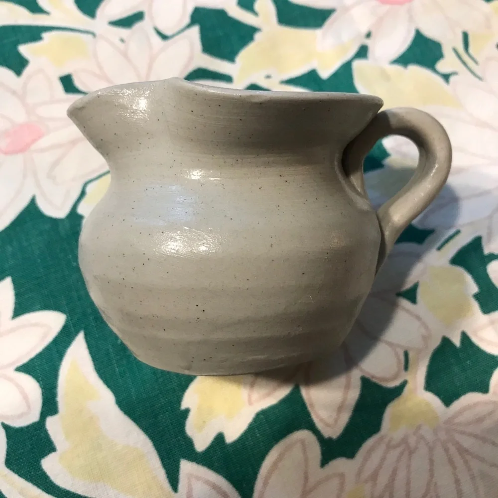 Williamsburg Pottery Creamer Clay Blue farmhouse taupe pitcher